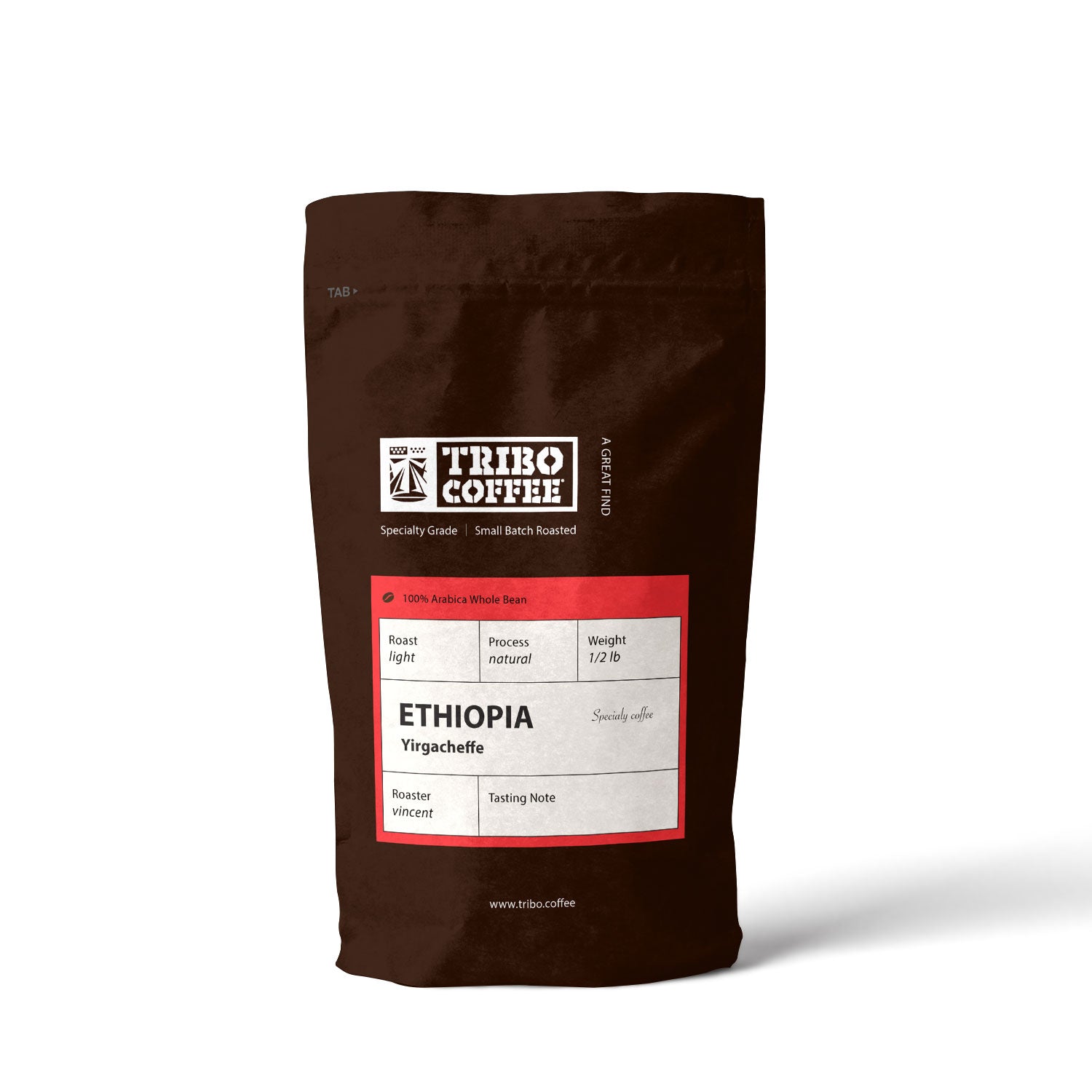 Tribo Coffee Ethiopia Yirgacheffee coffee Beans, 100% Arabica Beans Roasted Coffee beans 450 grams